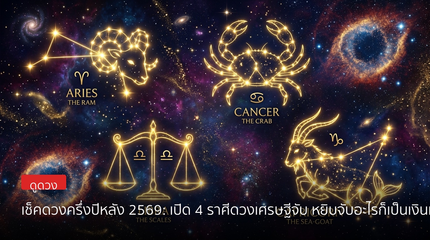เช็คดวงครึ่งปีหลัง 2569: เปิด 4 ราศีดวงเศรษฐีจับ หยิบจับอะไรก็เป็นเงินทองโชคลาภพุ่งแรง