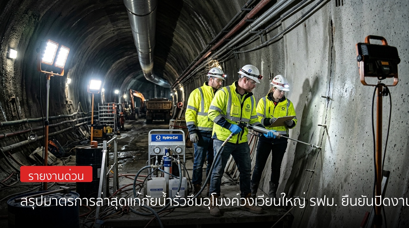 สรุปมาตรการล่าสุดแก้ภัยน้ำรั่วซึมอุโมงค์วงเวียนใหญ่ รฟม. ยืนยันปิดงานรั่วสนิทและเยียวยาร้านค้ารอบพื้นที่