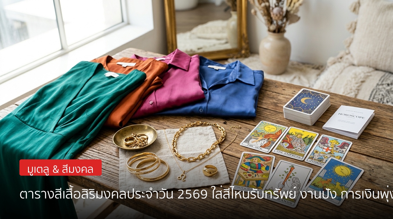 ตารางสีเสื้อสิริมงคลประจำวัน 2569 ใส่สีไหนรับทรัพย์ งานปัง การเงินพุ่ง เสน่ห์แรง