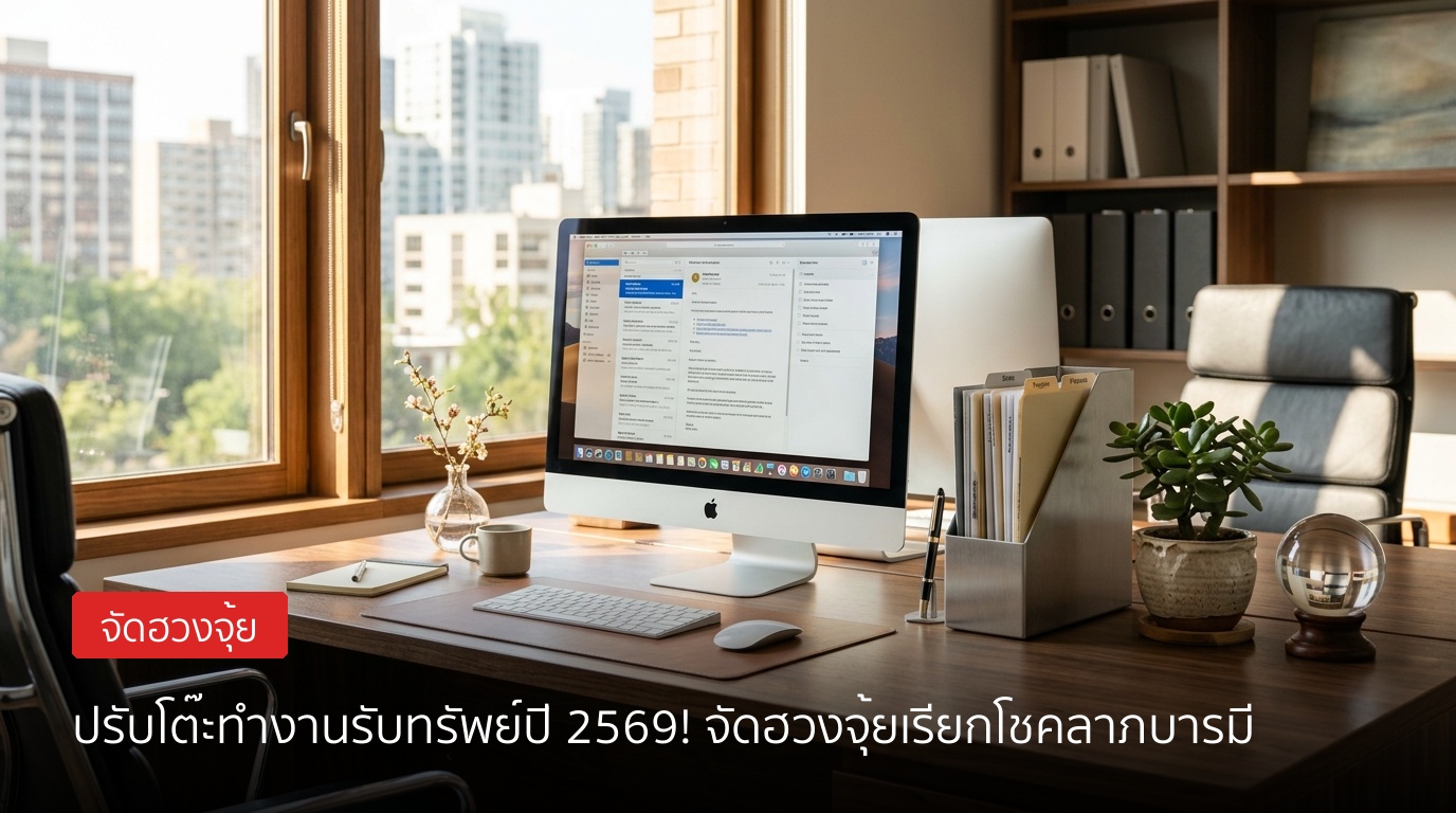 ปรับโต๊ะทำงานรับทรัพย์ปี 2569! เคล็ดลับจัดฮวงจุ้ยกระตุ้นโชคลาภ บารมี และลดความขัดแย้ง