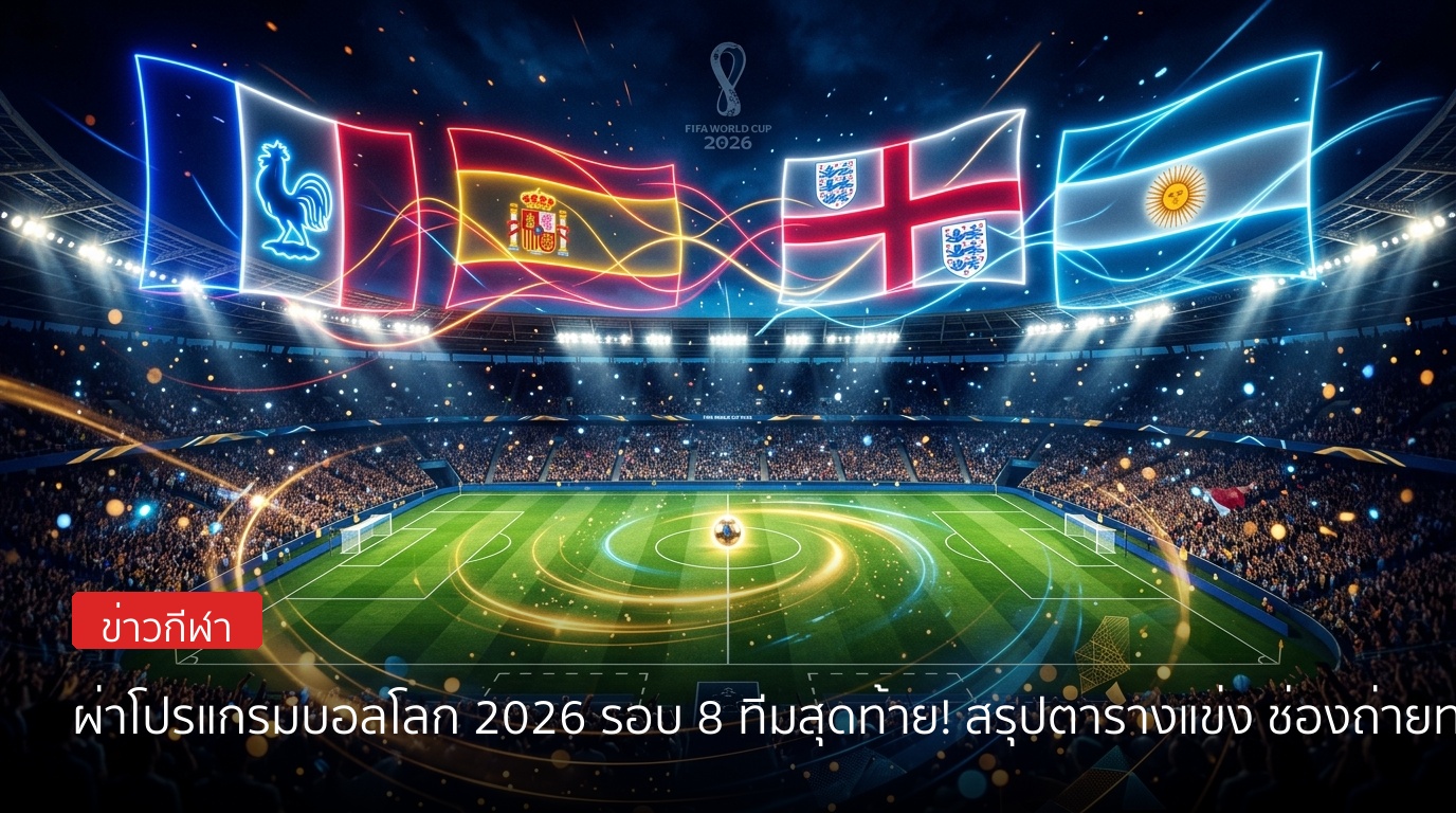 ผ่าโปรแกรมบอลโลก 2026 รอบ 8 ทีมสุดท้าย! สรุปตารางแข่ง ช่องถ่ายทอดสด และบทวิเคราะห์ฟันธงก่อนเกม